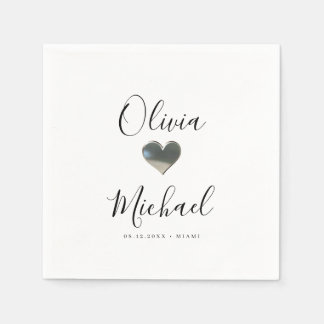 Modern simple elegant script couples names wedding napkin