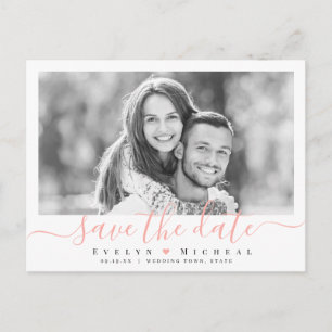 Modern simple elegant script photo save the date p postcard