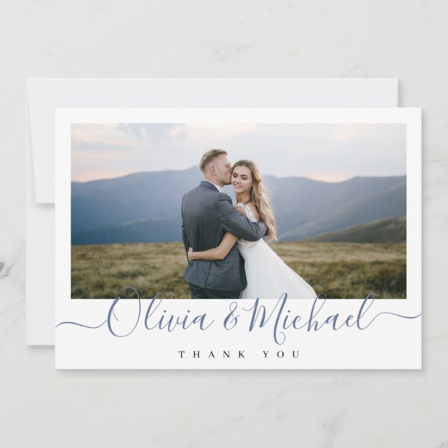 Modern simple elegant script photo thank you card (Front)