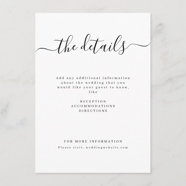 Modern simple elegant script wedding enclosure card (Front)