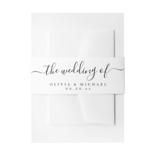 Modern simple elegant script wedding invitation belly band