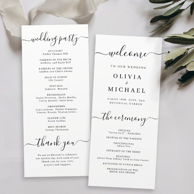 Modern simple elegant script wedding program programme (Modern simple elegant script wedding program)