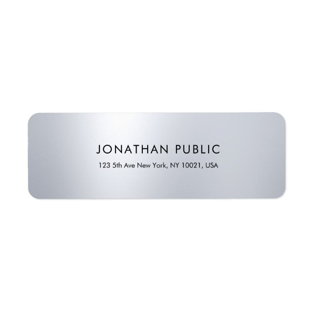 Modern Simple Elegant Silver Look Return Address (Front)