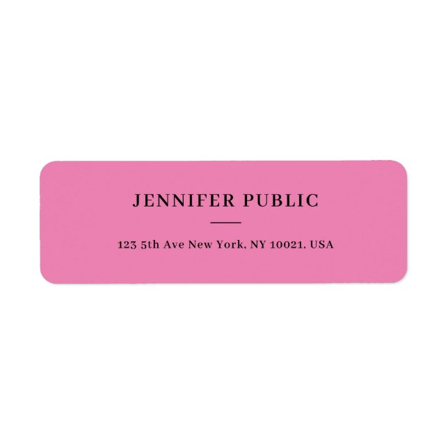 Modern Simple Elegant Template Pink Return Address (Front)