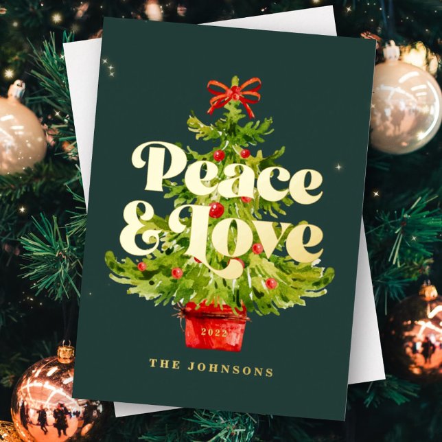 Modern Simple Elegant Watercolor Christmas Tree Foil Holiday Card (Creator Uploaded)