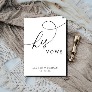 Modern Simple Elegant Wedding His Vows Card