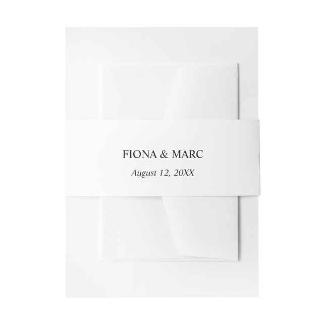 Modern simple elegant wedding  invitation belly band (Front Example)