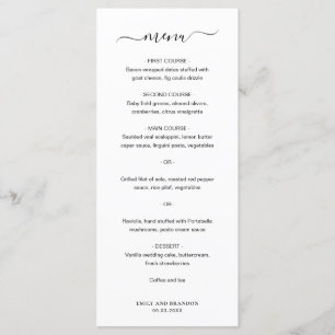 Modern Simple Elegant Wedding Menu