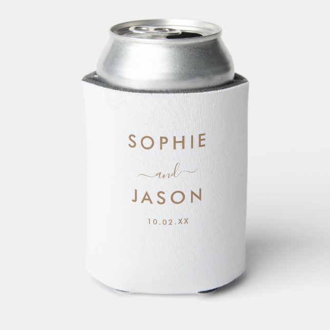 Modern Simple Elegant Wedding Script Personalised Can Cooler (Can Back)