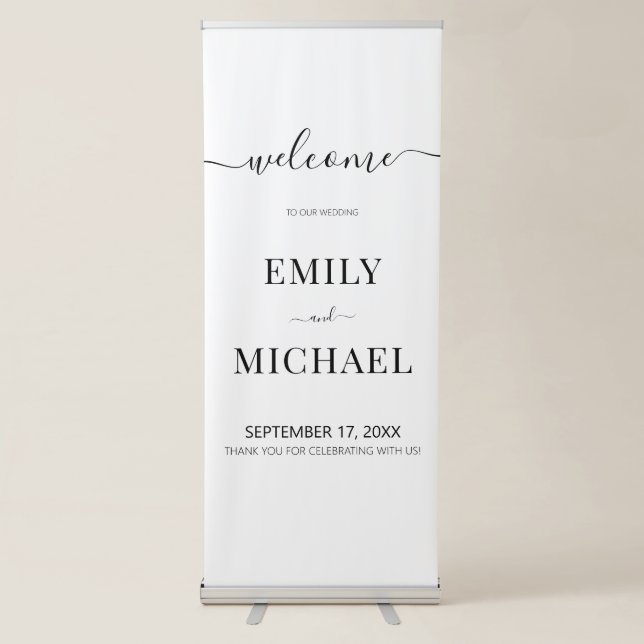 Modern Simple Elegant Wedding Welcome Retractable Banner (Front)