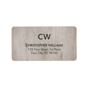Modern Simple Elegant Wooden Monogram Label