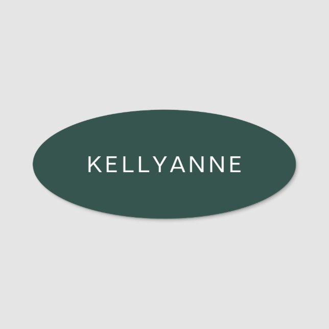 Modern Simple Employee Green Magnetic Name Tag (Front)