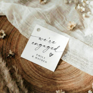 Modern Simple Engagement Party Handwriting Heart Favour Tags