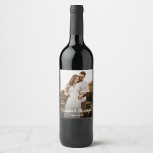 Modern Simple Engagement Photo wedding Favour Wine Label