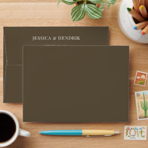 Modern Simple Espresso Minimalist Elegant Wedding  Envelope