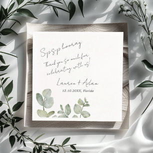 Modern Simple Eucalyptus Greenery Wedding Napkin