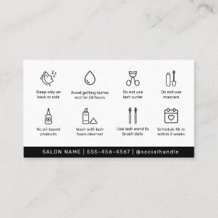 Modern Simple Eyelash Extensions Lash Aftercare Business Card