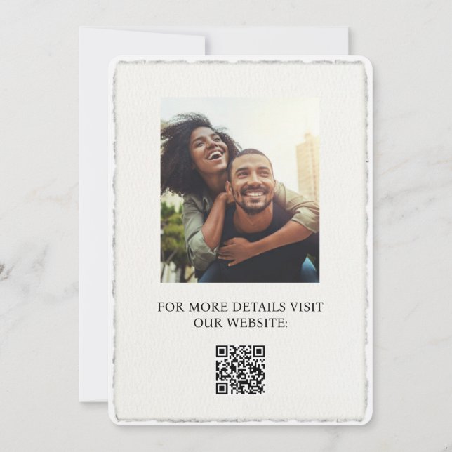 Modern Simple Faux Deckled-Edge Wedding Invitation (Back)