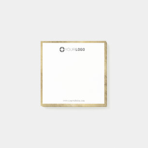 Modern simple faux gold border company logo post-it notes