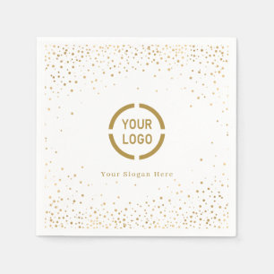 Modern simple faux gold glitter company logo napkin