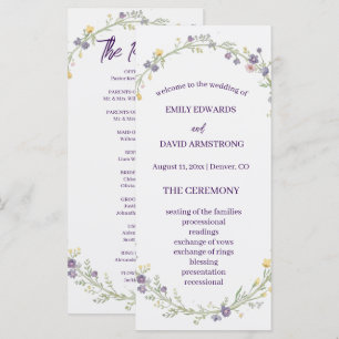 Modern Simple Floral Boho Wedding Program