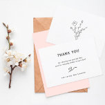 Modern Simple Floral Bridal Shower Thank You Card<br><div class="desc">This is Simple Bridal Shower Thank You Card template featuring handdrawn heart and wildflower sketch on the back. Black and white design minimalist typography looks trendy and elegant and will be great for bridal or couple shower.</div>