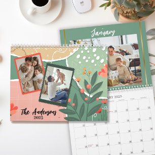 Modern simple floral family pictures 2025 calendar