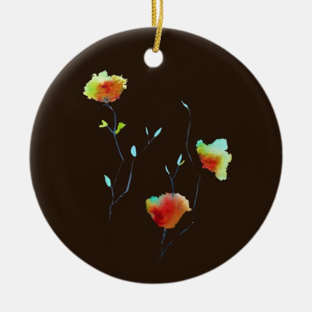 Modern simple floral flower Autumn art Ceramic Tree Decoration (Front)