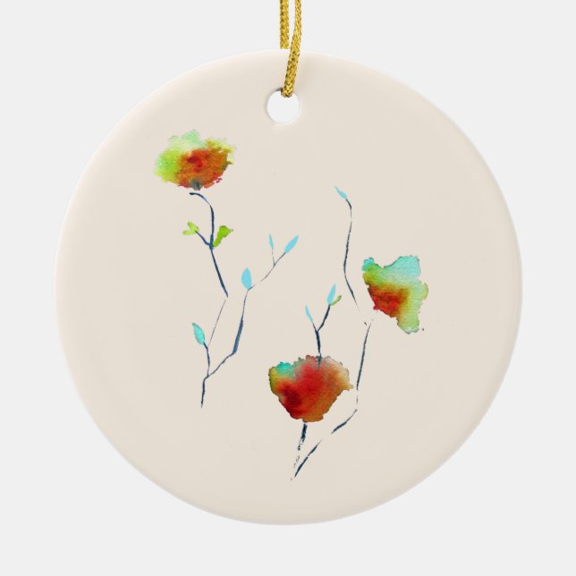 Modern simple floral flower Autumn art Ceramic Tree Decoration (Front)