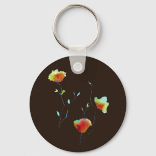 Modern simple floral flower Autumn art Key Ring