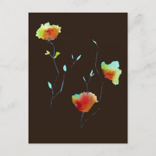 Modern simple floral flower Autumn art Postcard