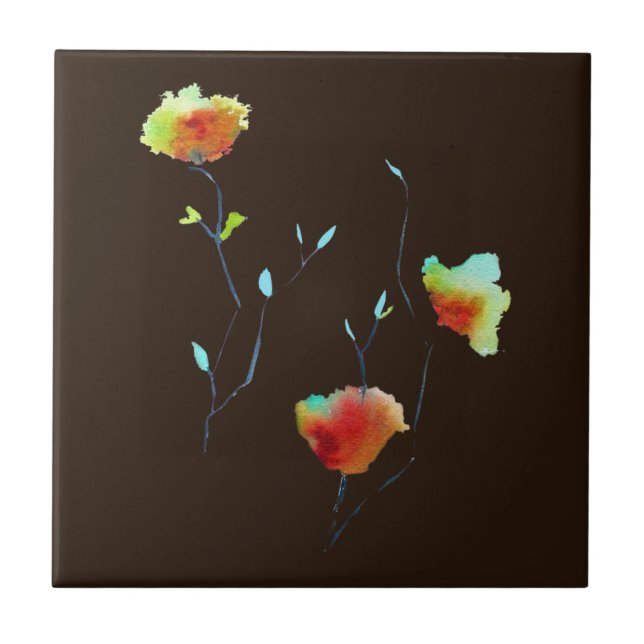 Modern simple floral flower Autumn art Tile (Front)