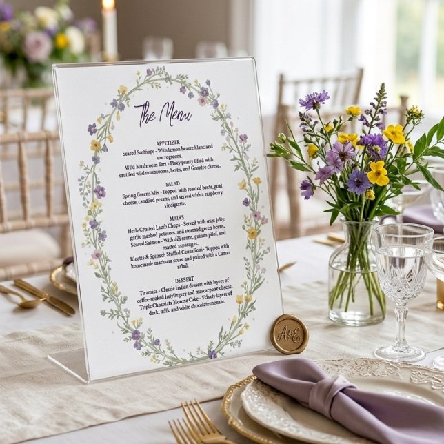 Modern Simple Floral Menu, Boho Pedestal Sign (Creator Uploaded)