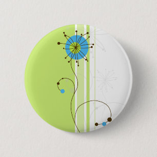 Modern Simple Flower Green Typography 6 Cm Round Badge
