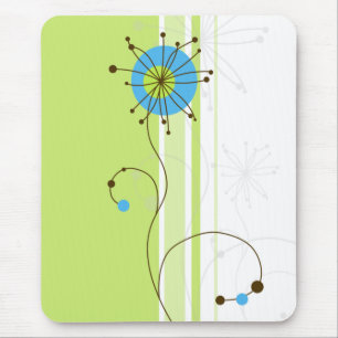 Modern Simple Flower Green Typography Mouse Mat