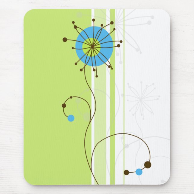 Modern Simple Flower Green Typography Mouse Mat (Front)