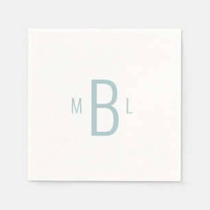 Modern Simple Font Airy Blue Monogram Wedding Napk Napkin