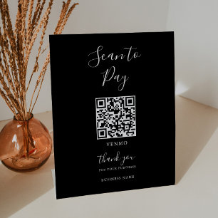 Modern Simple Formal Black QR Scan to Pay Pedestal Sign