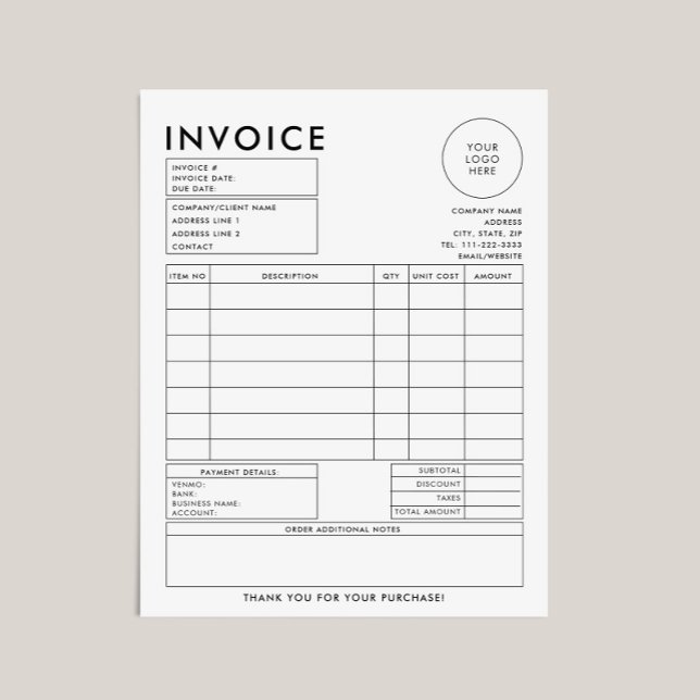 Modern Simple Formal Business Editable Invoice  (Creator Uploaded)