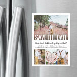 Modern Simple Four Photo Wedding Save the Date Magnetic Invitation<br><div class="desc">Announce the joyful news of your engagement and upcoming wedding with unique custom photo save the date magnets. The 4 pictures and all wording on this template are simple to personalise, including white text overlay which can be changed to "Save Our Date." The magnetic back makes them easy for friends...</div>