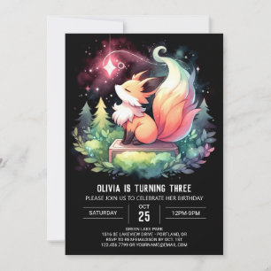  Modern Simple Fox Birthday digital Invitation