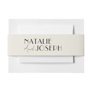 Modern Simple French Unique Whimsical Wedding Invitation Belly Band