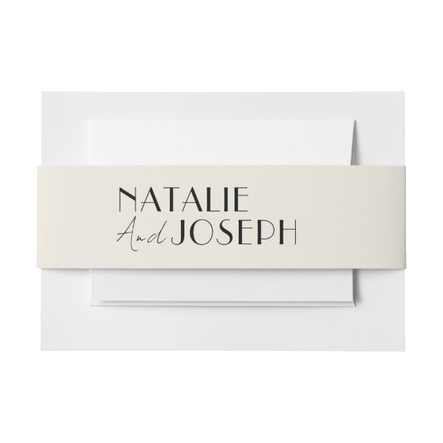 Modern Simple French Unique Whimsical Wedding Invitation Belly Band (Front Example)