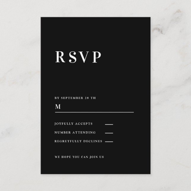 Modern, simple, fresh wedding RSVP Enclosure Card (Front)