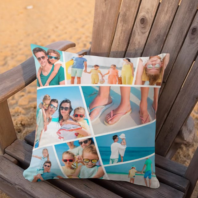  Modern Simple Fun Custom 9 Images Collage Photos Cushion (Creator Uploaded)