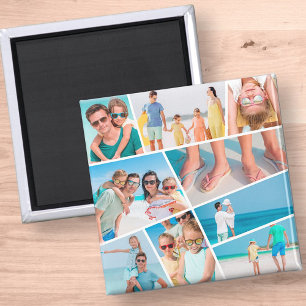Modern Simple Fun Custom 9 Images Collage Photos Magnet