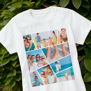  Modern Simple Fun Custom 9 Images Collage Photos T-Shirt