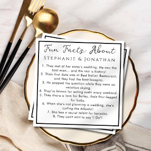 Modern Simple Fun Facts Couple's Names   Napkin