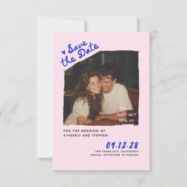 Modern Simple Fun Handwritten Save The Date Photo Invitation (Front)