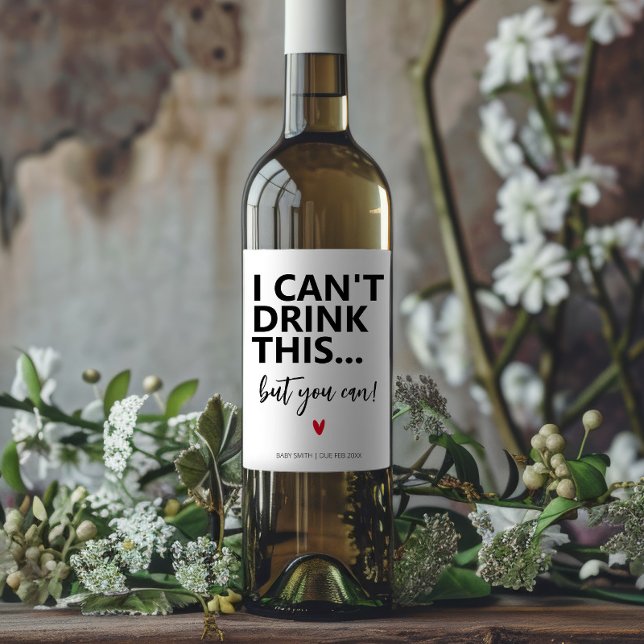 Modern Simple Funny Pregnancy Announcement Wine Label (Creator Uploaded)